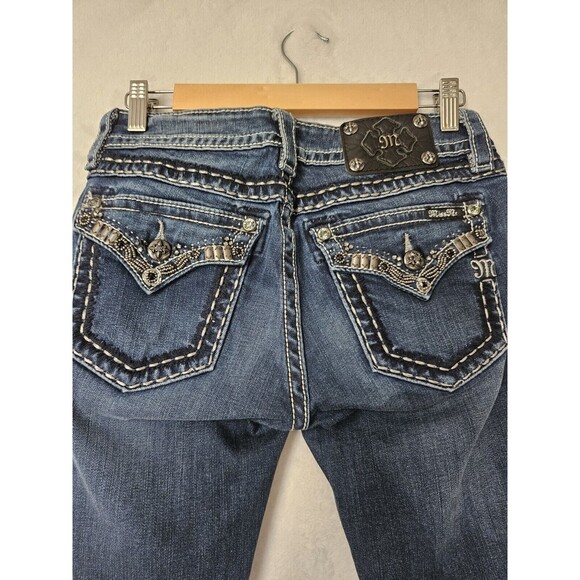 Miss Me Signature Rise Bootcut Dark Wash Women's Size 28 Embellished Embroidered - Picture 5 of 11